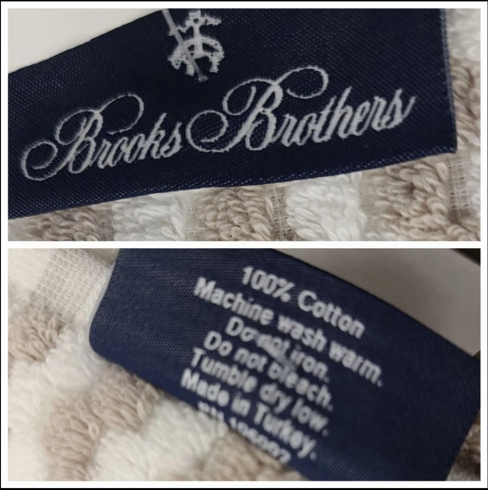 6pc BROOKS BROTHERS Tan White THICK PLUSH Bath Hand Tip TURKISH Towel Set New - Picture 7 of 8